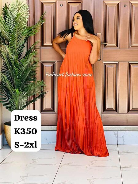 Long women's dress with orange straps S-2xl