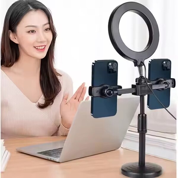 Trépied Anneau Lumineux Double Téléphone