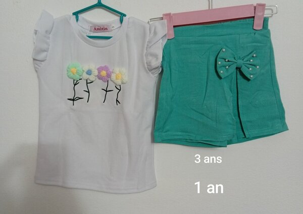 Ensemble fille fleurs été