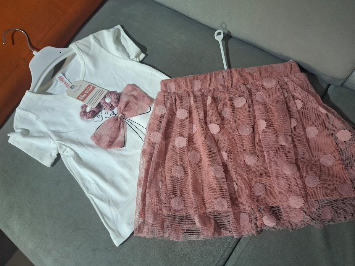 Ensemble fille blanc et rouge