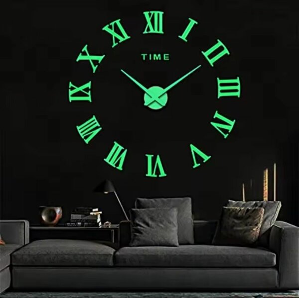 Glow in dark 3d wall clock big