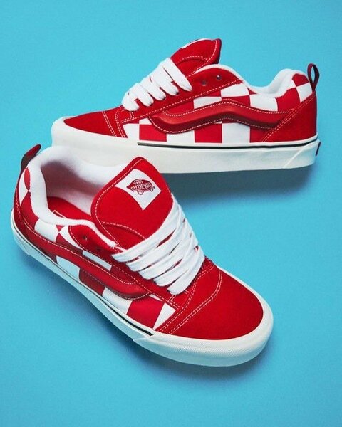 Vans knu skool damier rouge