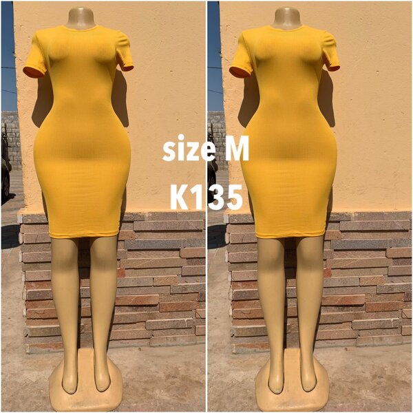 Dress yellow tight, size M