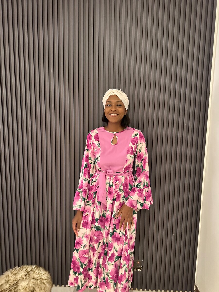 Keyhole neckline fleece floral dress