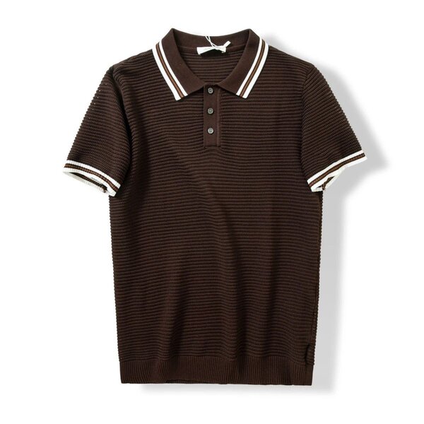 Polo marron en tricot