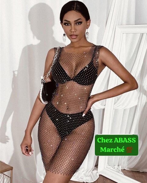 Robe perlée transparente glamour