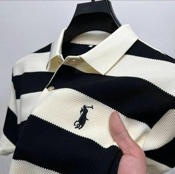 Polo homme à rayures larges