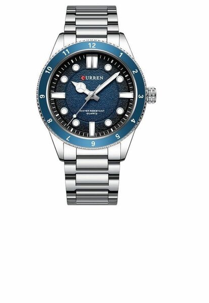 M:8450 Curren Blue Dial silver Stainless Steel Chain Quartz