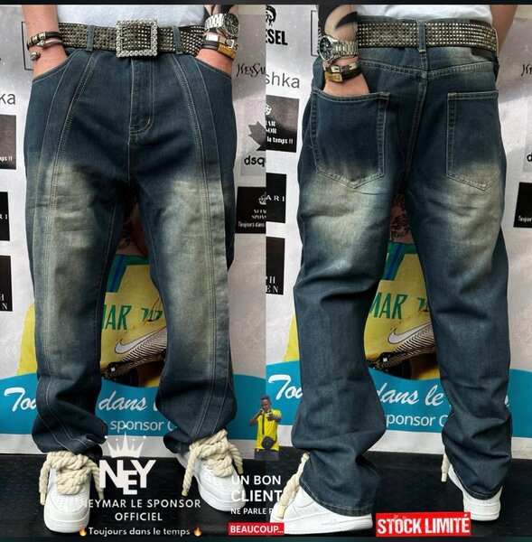 Jean baggy délavé homme
