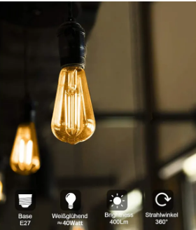 4W Edison LED Filament Bulb lamp 220V E27 Vintage Antique Retro Edison Ampoule Replace Incandescent Light