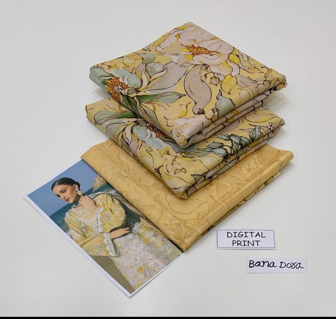 Lady's 3pc Lawn Unstich Suit