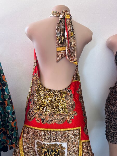 Top dos nu imprimé léopard