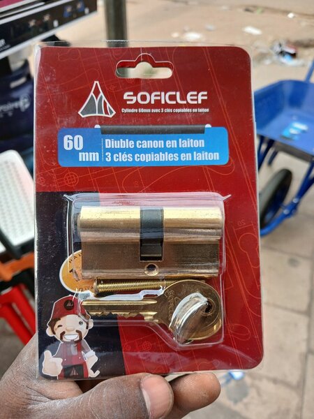 Cylindre de serrure laiton 60mm