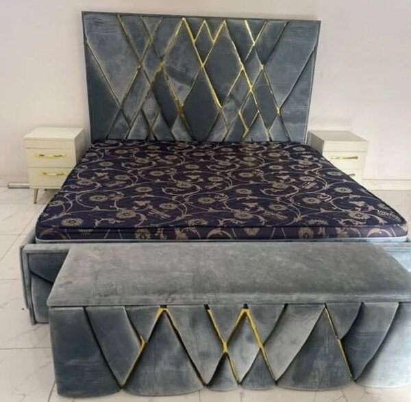 Queen size bed frame with storage unit