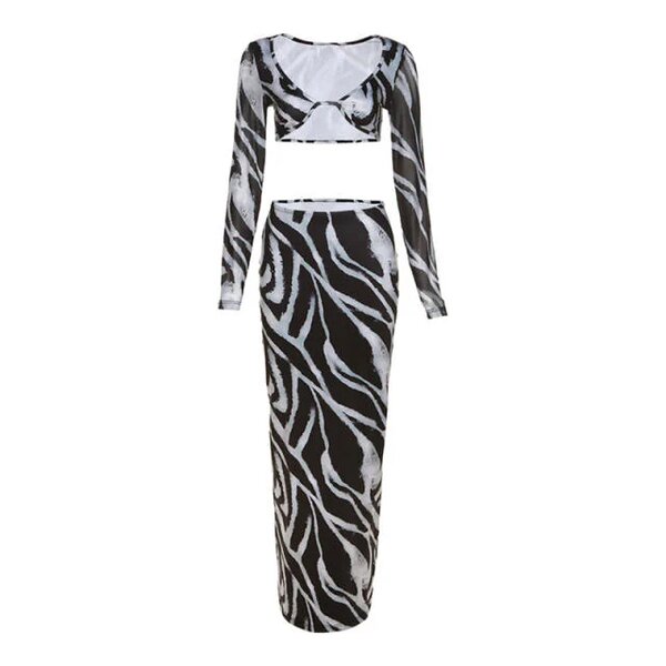 PLT Mesh Two Piece Zebra Pattern Set With Inner Panties