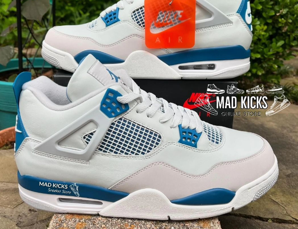 Blue stripe white Nike sneakers