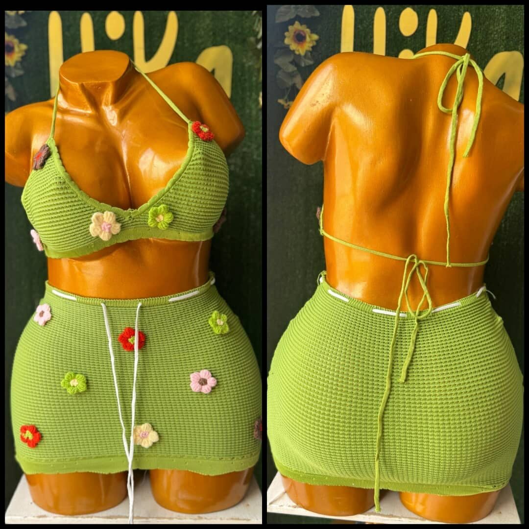 Maillot de bain crochet fleurs