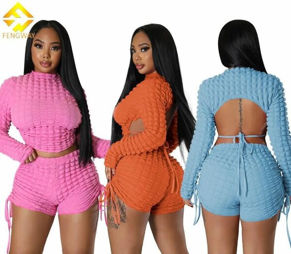 Ensemble court texturé femme