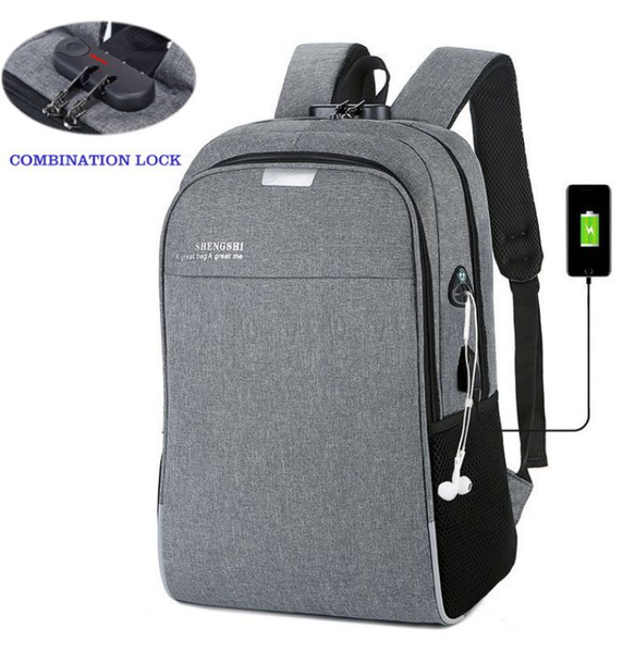 Password lock sunpower anti theft laptop backpack grey