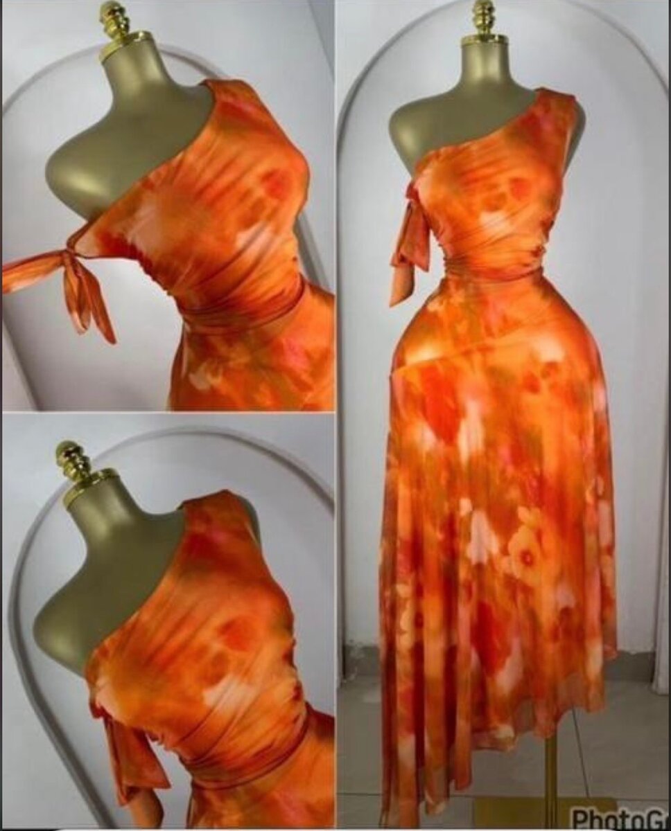 Robe asymétrique orange vif