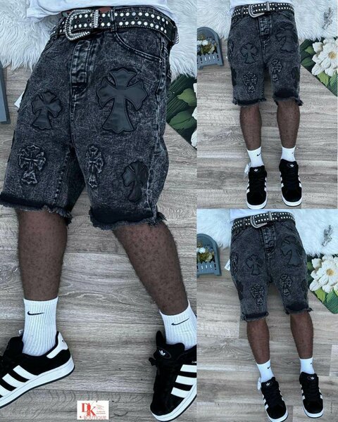 Shorts en jean brodés hommes