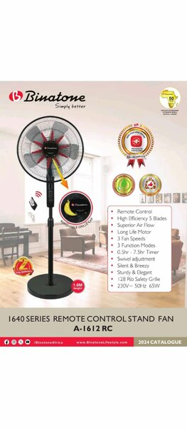 Ventilateur binatone télécommande A1612-RC