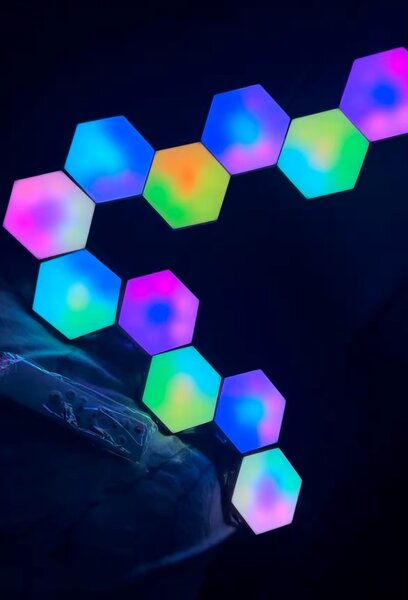 12pcs Hexagon Wall Gaming Decor RGB Smart Light Panel