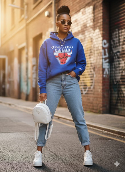 Sweat à Capuche Hip-Hop Bleu