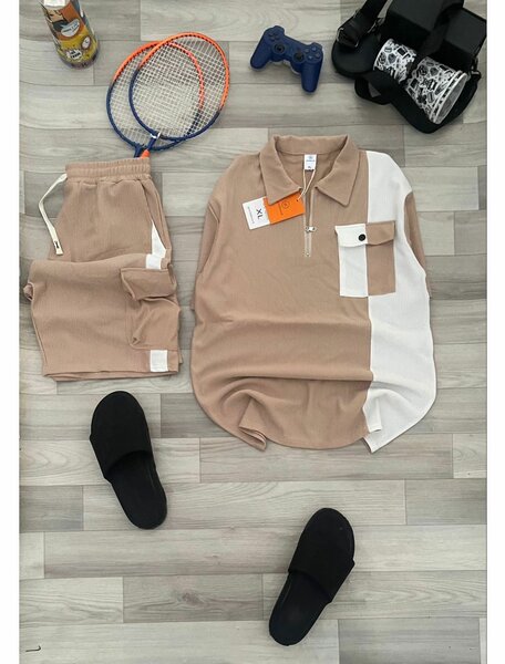 Ensemble casual beige homme