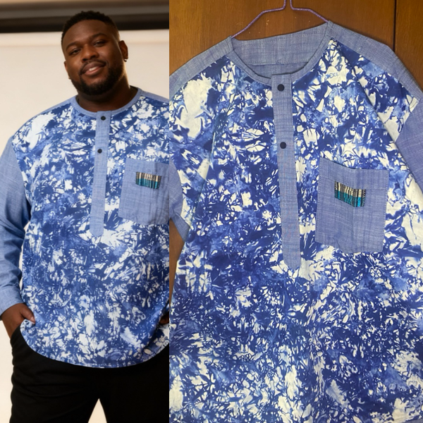 Chemise Homme Batik Bleu Unique