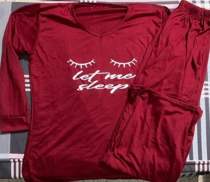 Comfortable 2 PCs woman's night suit in maroon Fleece With