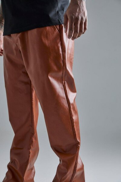 Pantalon en cuir brun pour homme