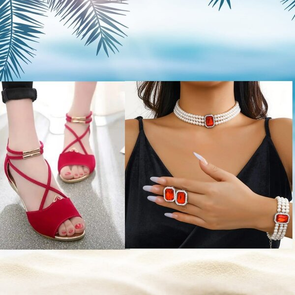 Kit bijoux+ sandale velours