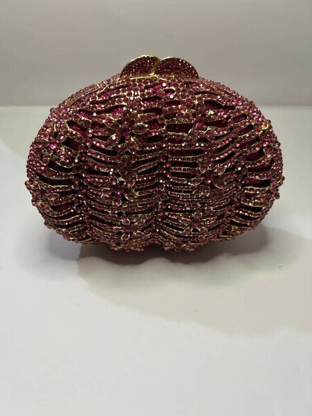 Fuchsia Pink Oval Clutch Purse