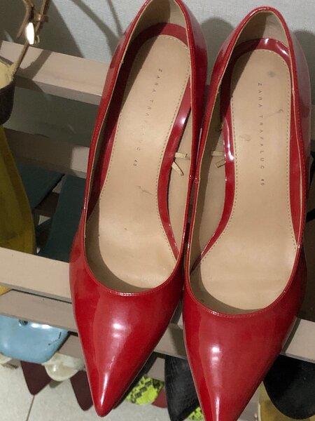 Zara red low heels