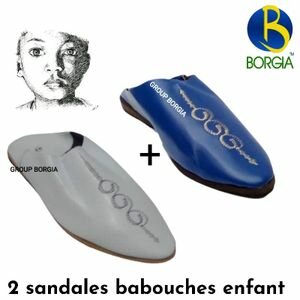 2 Paires Sandale Babouche Garçon Simili - Bleu Et Blanc