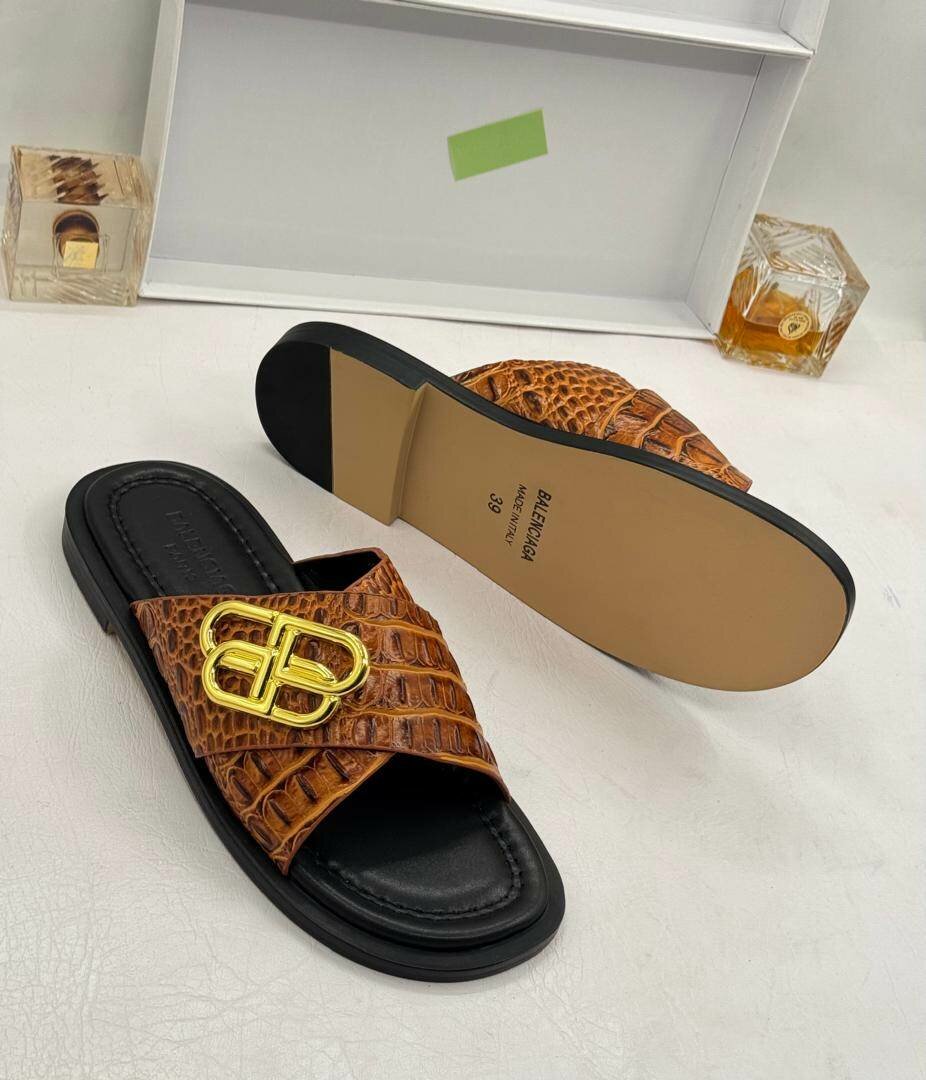 Quality leather branded slippers