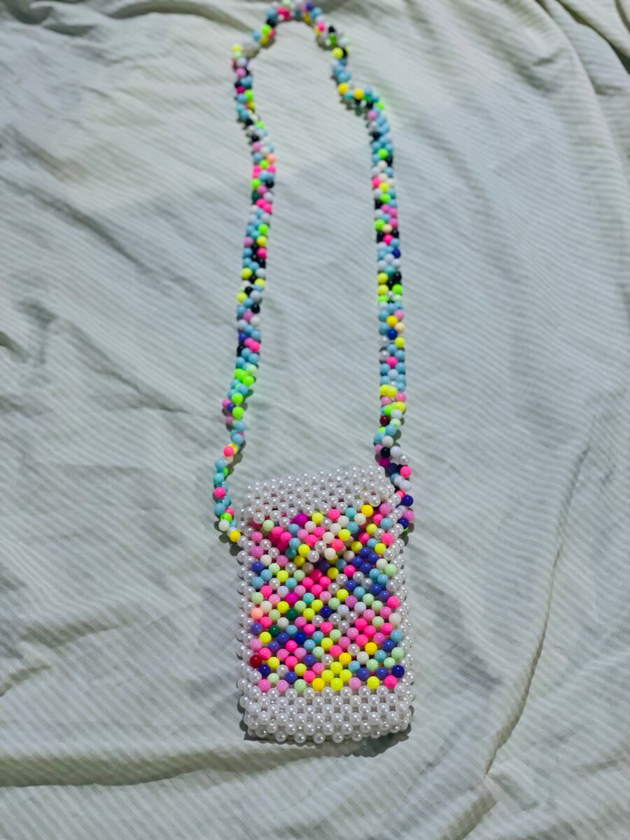 Sac bandoulière perlé coloré