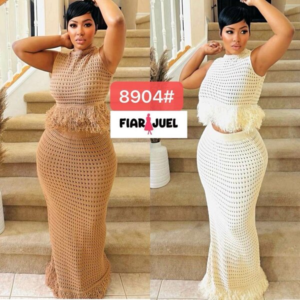 Robe Tricot Frangée Élégante