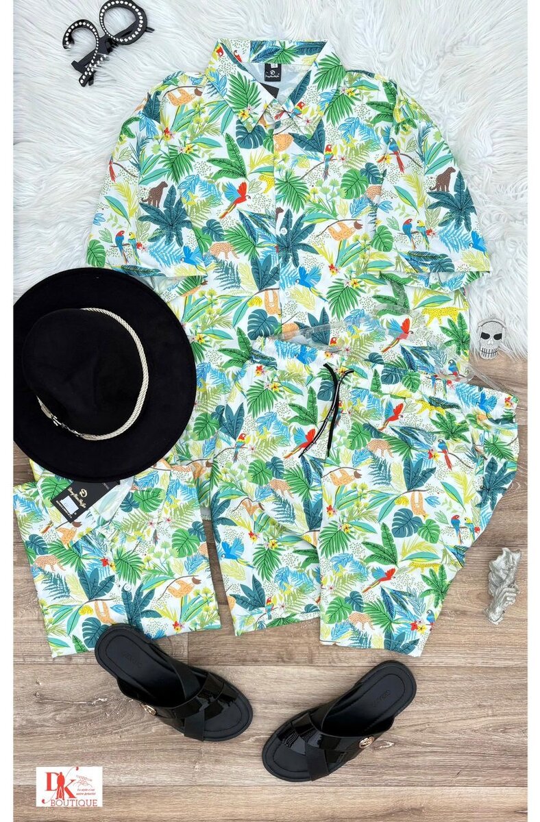 Ensemble chemise et short tropical