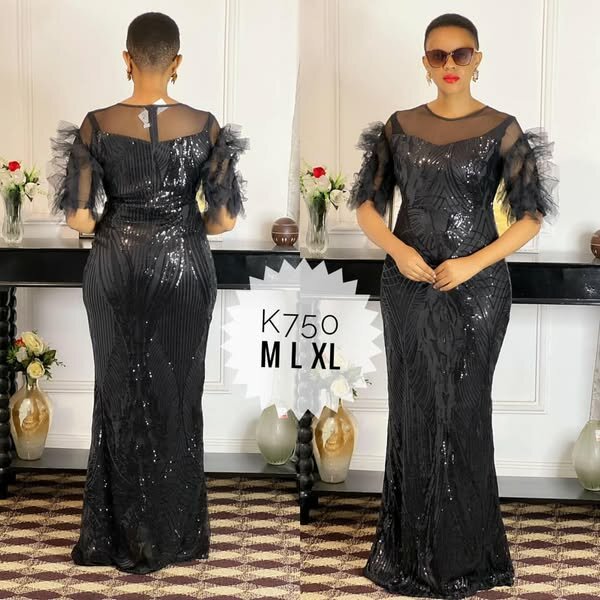 Women's long evening dress in   bllack