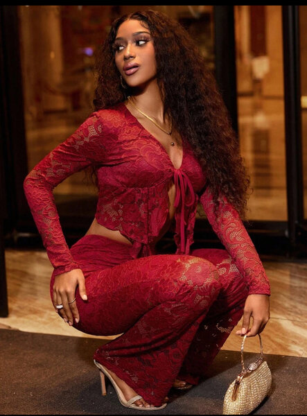 Ensemble en dentelle rouge femme