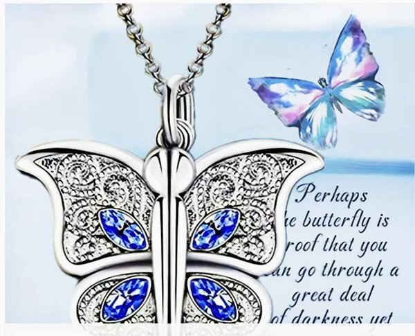 1 PC Fashion Classic Openable Butterfly Pendant Necklace Set