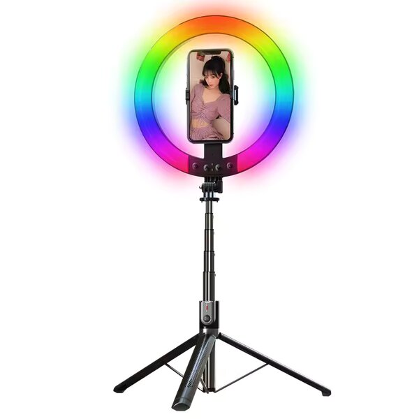 10" rechargeable P100  selfie stick ringlight