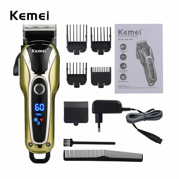 Kemei Tondeuse Electrique Rechargeable KM-1990 Cheveux Et Ba