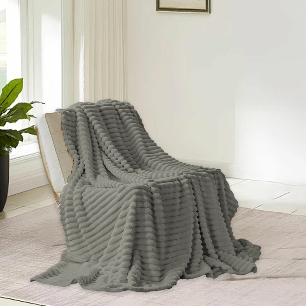 Drap confort gris trois places