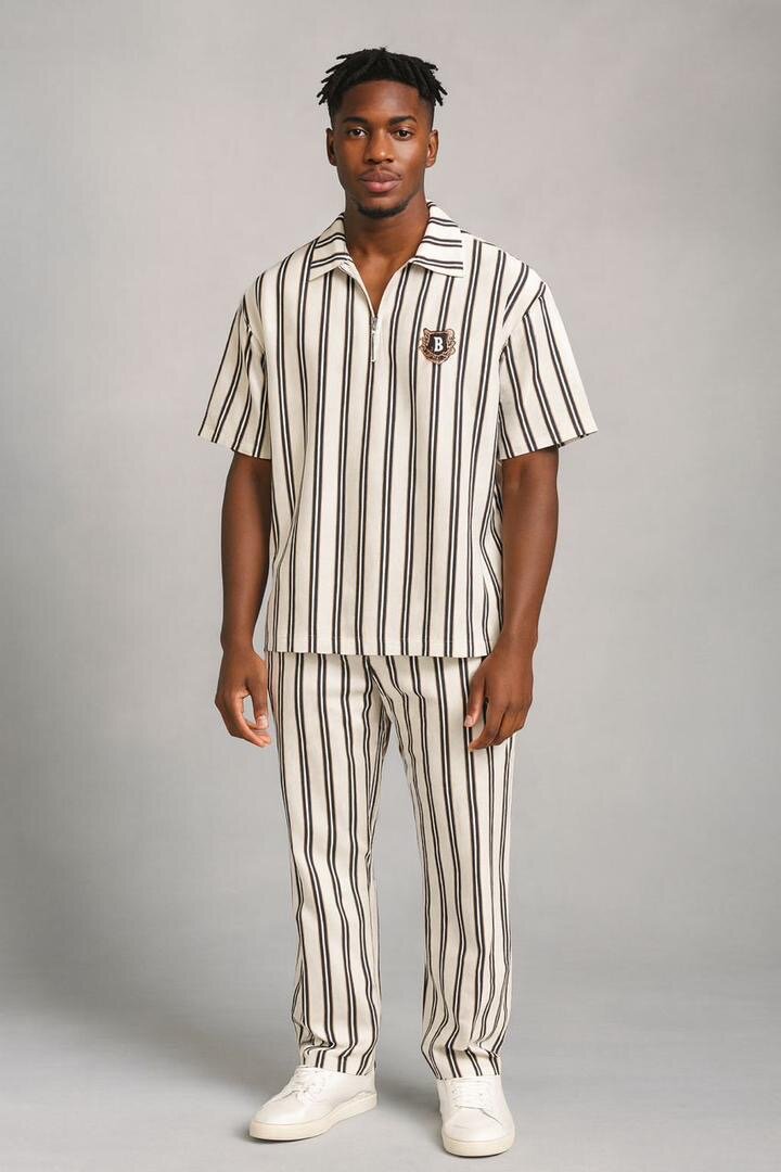 Ensemble chemise et pantalon rayé