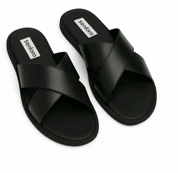 Sandales noires en cuir pour hommes