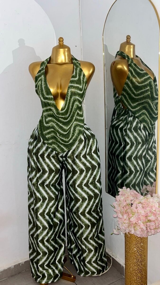 Ensemble chic verte zigzag