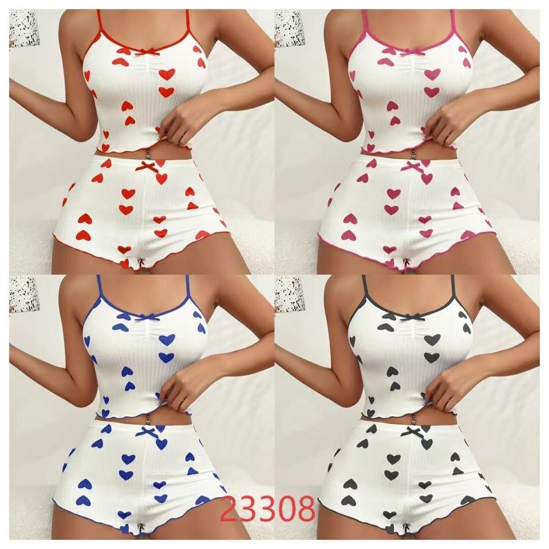 Ensemble pyjama femme à cœurs